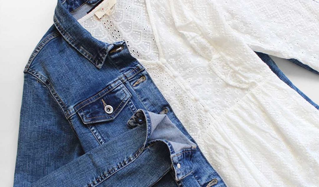 Veste jean casual robe romantique