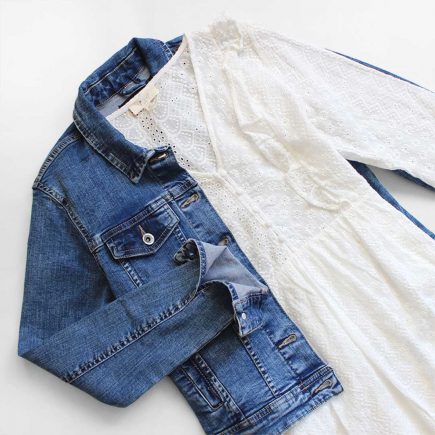 Veste jean casual robe romantique