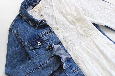 Veste jean casual robe romantique
