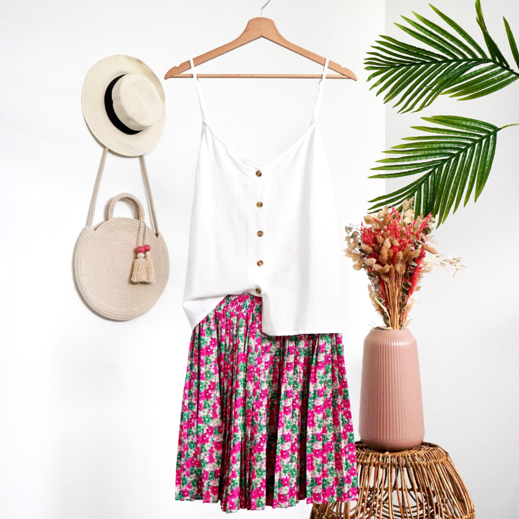 look été jupe plissée fleurs