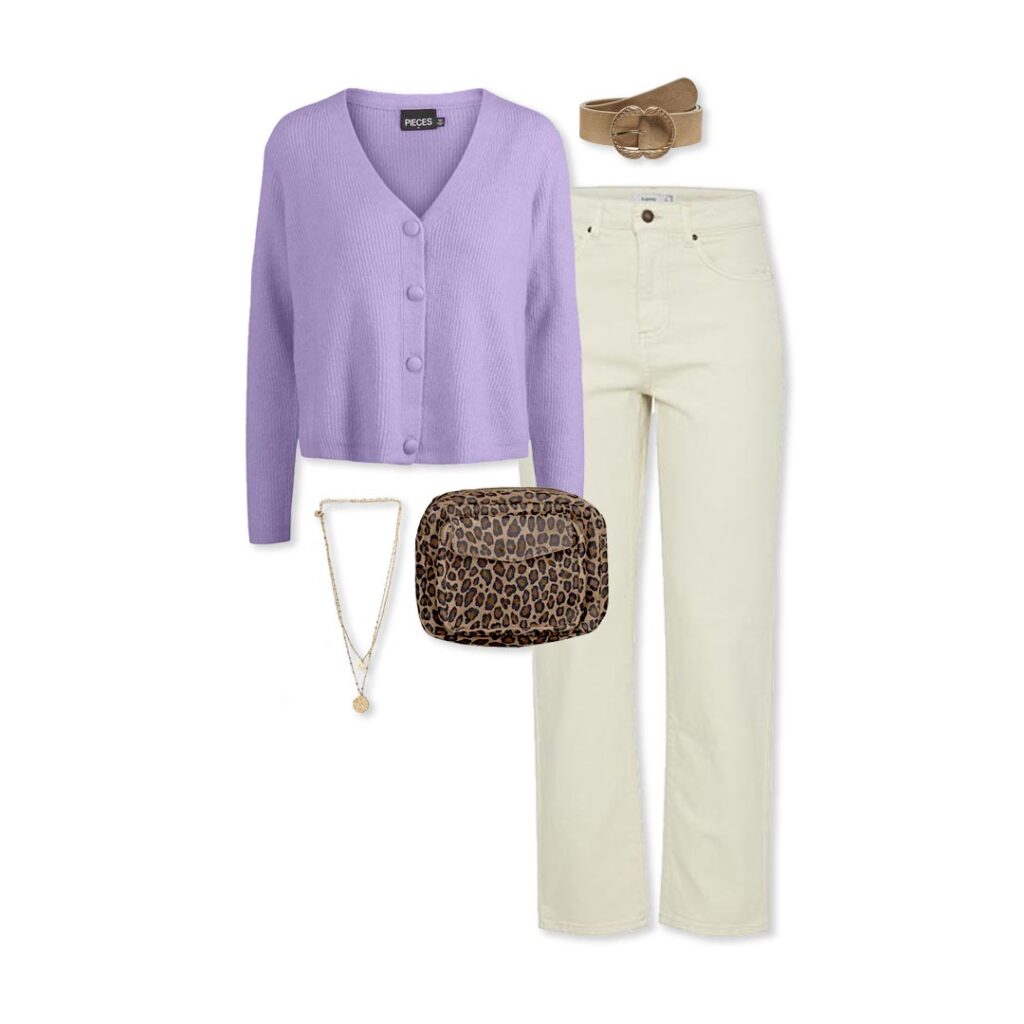 Look femme violet et blanc