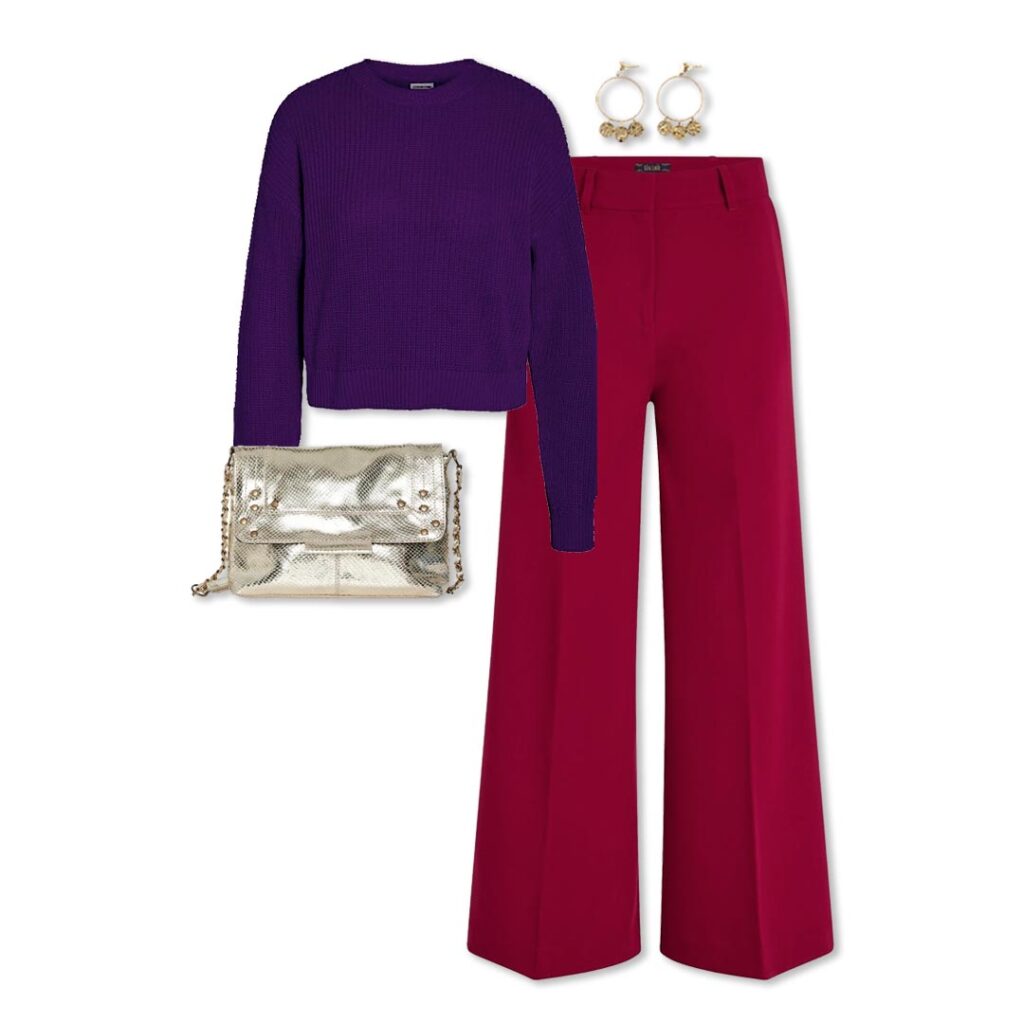 Look femme violet et rouge