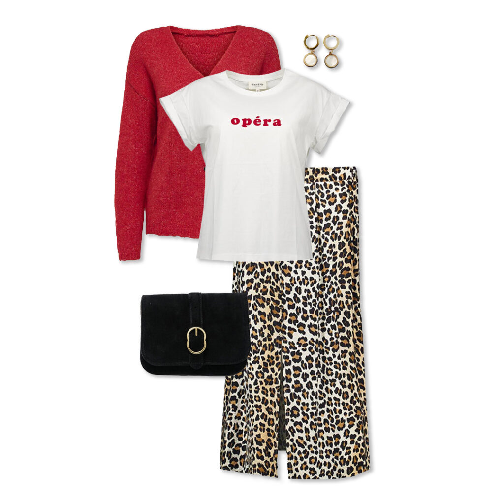 look rouge et couleurs neutres