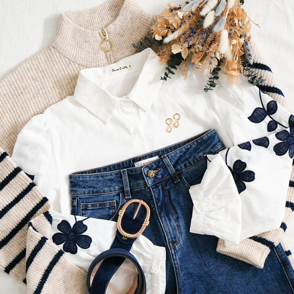 Look beige marinière