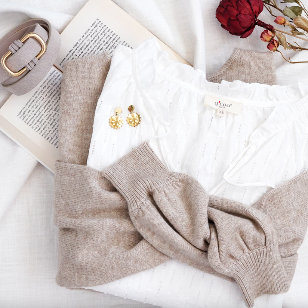 Look femme beige et blanc