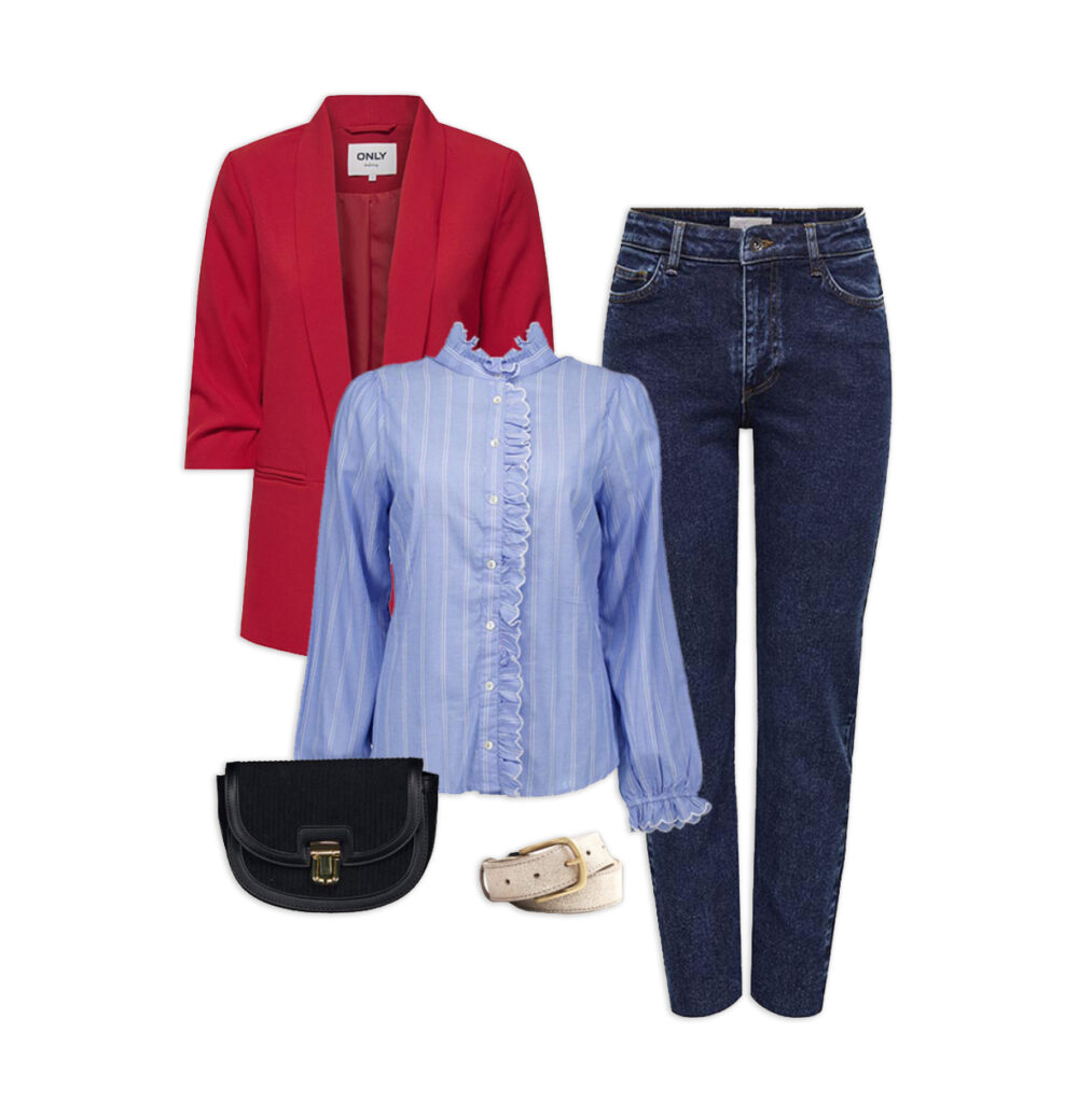Look femme rouge et bleu